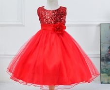 New Girls Sequinned Dress Flower Sash Sleeveless Formal Party Wedding Bridesmaid Sz 3-4yrs