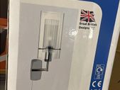 Satin Silver Chrome Wall Light Clear Glass