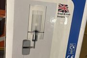 Satin Silver Chrome Wall Light Clear Glass