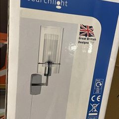 Satin Silver Chrome Wall Light Clear Glass
