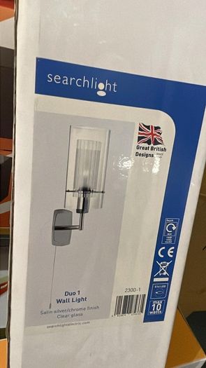 Satin Silver Chrome Wall Light Clear Glass