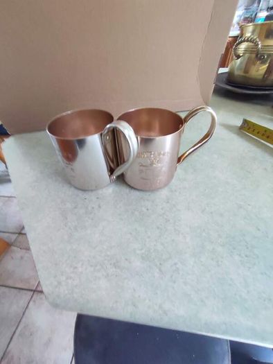 SET OF 2 Vintage 12oz. Aluminum Smirnoff Mule Mug Cup Made In Hong Kong