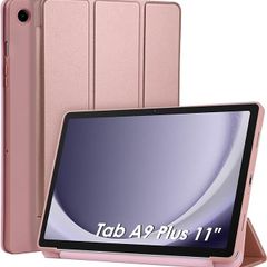 For Samsung Galaxy Tab A9 Plus SM-X210 Ultra Slim Tri Fold Wallet Case Rose Gold