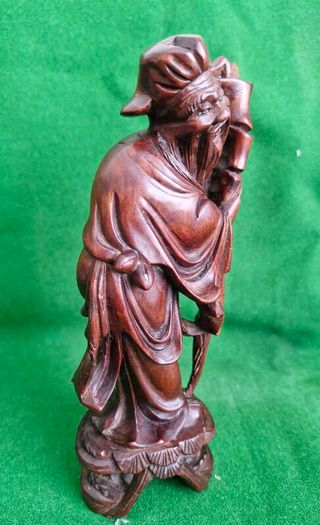 Antique Hand Carved Rosewood Oriental Figure