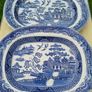 Two large Blue & White Willow Pattern Plates Image 3