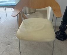Modern Glass Table with Four Matching Cream Chairs