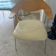 Modern Glass Table with Four Matching Cream Chairs