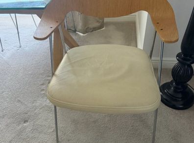 Modern Glass Table with Four Matching Cream Chairs