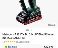 Metabo cordless rivet gun with 5.5