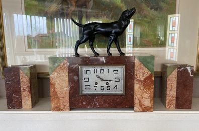 French Art Deco 3-Piece Clock