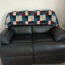 2 seater recliner sofa black leather Image 5