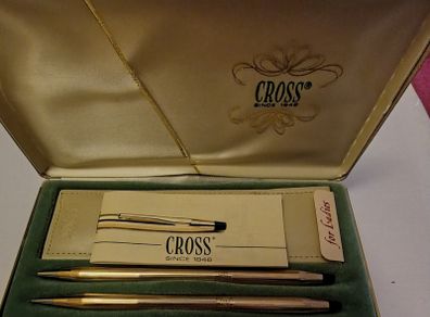 Ladies Cross pen and pencil set. 10 caret Rolled Gold.