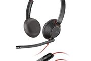 Poly (Polycom) Blackwire 5220 Wired Headset - Flexible Noise-Canceling Boom Mic - Ergonomic Design - Connect to PC/Mac, Mobile via USB-A, or 3.5 mm - Works w/Teams, Zoom/ Used