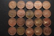 20 Irish 1 penny coins (1980-2000) Nice Condition!
