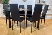 Table and 6 chairs black