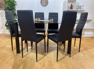 Table and 6 chairs black