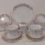 Fabulous Vintage Royal Tara Fine Bone China 14 Piece Breakfast Teaset for Four in a Beautiful Gilt Feathery Repeat Pattern, no. 947 Image 2