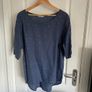 Blu Orchid ladies blue linen top with shimmering polka dots Image 2