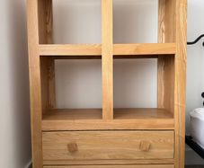 Wooden Shelving and Storage Unit with Two Drawers