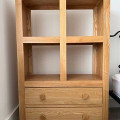 Wooden Shelving and Storage Unit with Two Drawers