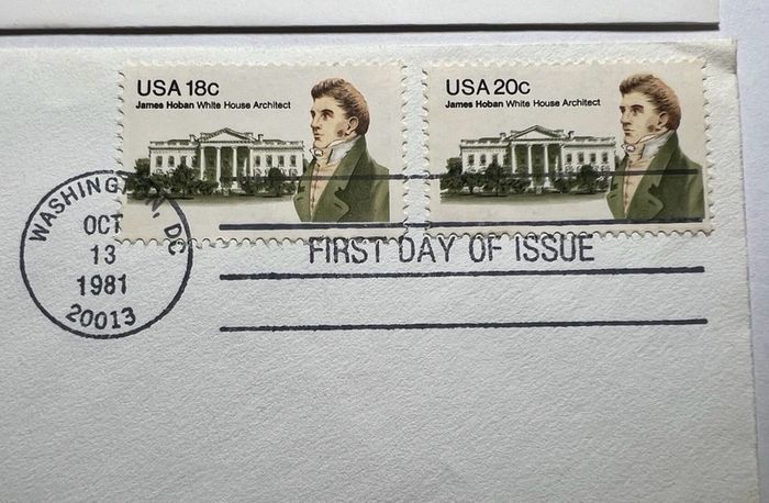 Ireland 1981 James Hoban White House Architect FDC Irish & USA Envelopes Stamps