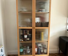 EZ Living Natural Oak Display Cabinet with Reeded Glass