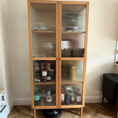 EZ Living Natural Oak Display Cabinet with Reeded Glass