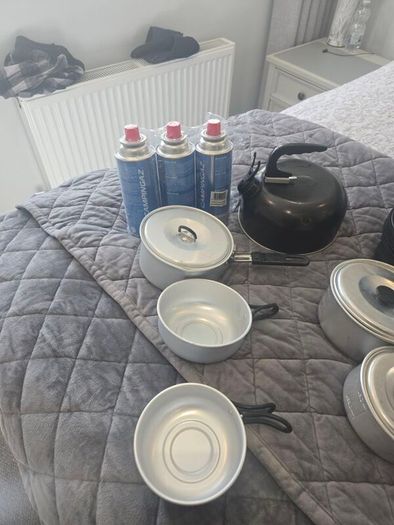 camping stove and pots kettle