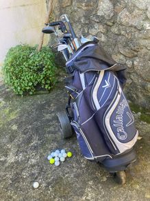 Golf cart - powered. Clubs, bag, balls etc