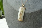 9ct Gold and Jade Pendant Necklace, Chinese Character Design, 9ct Gold Chain