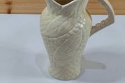 Price Bros Vintage mid-century jug vase cream leaf pattern made in England