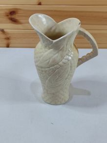 Price Bros Vintage mid-century jug vase cream leaf pattern made in England