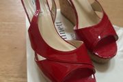 LK Bennett Red Wedge Sandals