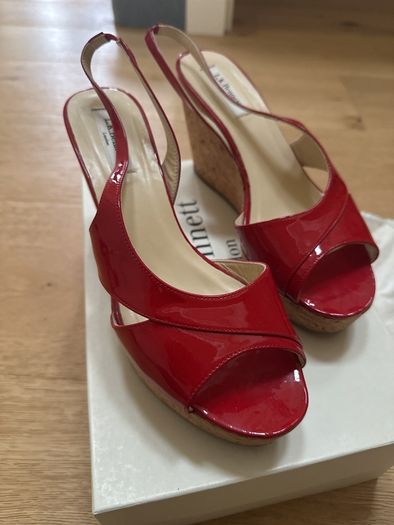 LK Bennett Red Wedge Sandals