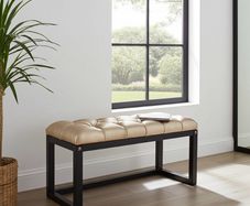 Velvet Wooden Bench 100x40cm Natural Alder Frame