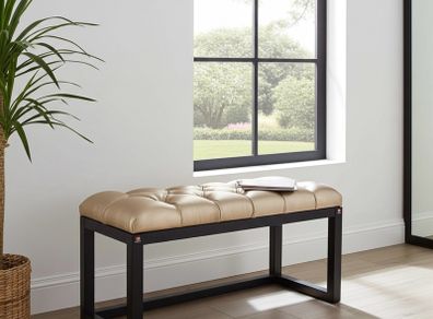 Velvet Wooden Bench 100x40cm Natural Alder Frame