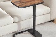 C-Shape Side Table with Adjustable Height &amp; Flip Top, Rounded Corners Small Space End Table, Couch Sofa Table for Laptop Coffee Snack in Living Room Bedroom Bedside