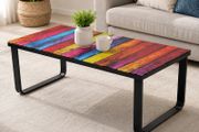 Coffee Table Rainbow print on top with black frame