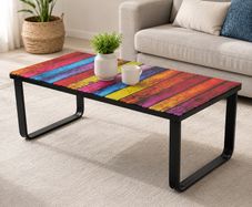 Coffee Table Rainbow print on top with black frame