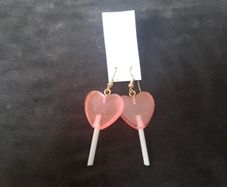 pink heart lollipop earrings