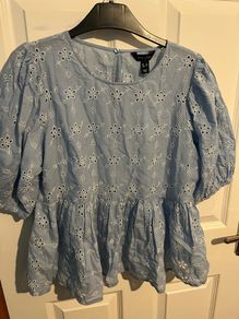 New Look blue peplum top BNWT
