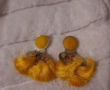 mustard tassel earrings