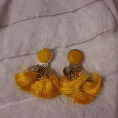 mustard tassel earrings