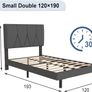 Small Double Bed Frame, Dark Grey, Upholstered Wooden Slat Bed Frame with Headboard, Easy Assembly, Underbed Storage, No Box Spring Needed 120 /190 Image 2