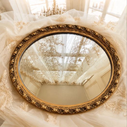 Vintage French Gilt Oval Mirror Made in France