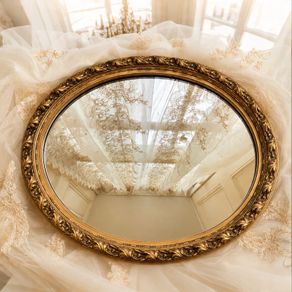 Vintage French Gilt Oval Mirror Made in France