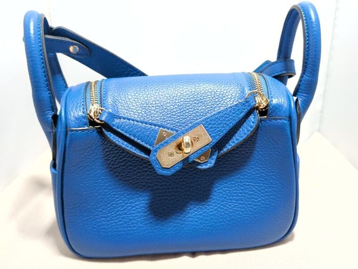 handbag Genuine Leather Handbag Blue  Lindy Style Dupe  Like New!