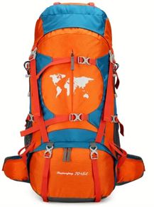 ORANGE. 70 L Hiking backpack. Trekking backpack. Camping backpack.