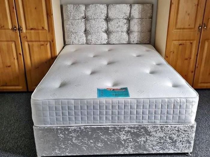 Brand New Stylish single Divan Beds.. Multiple Options Of Headboards. Tufted Memory Foam Mattresses Available. Drawers Storage Available