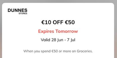10 off 50 dunnes voucher